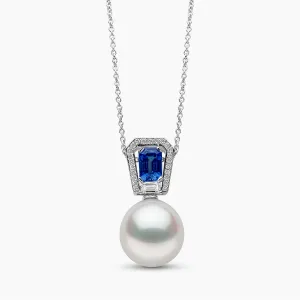 Ophelia 18K Gold South Sea Pearl Baguette Cut Sapphire Diamond Pendant