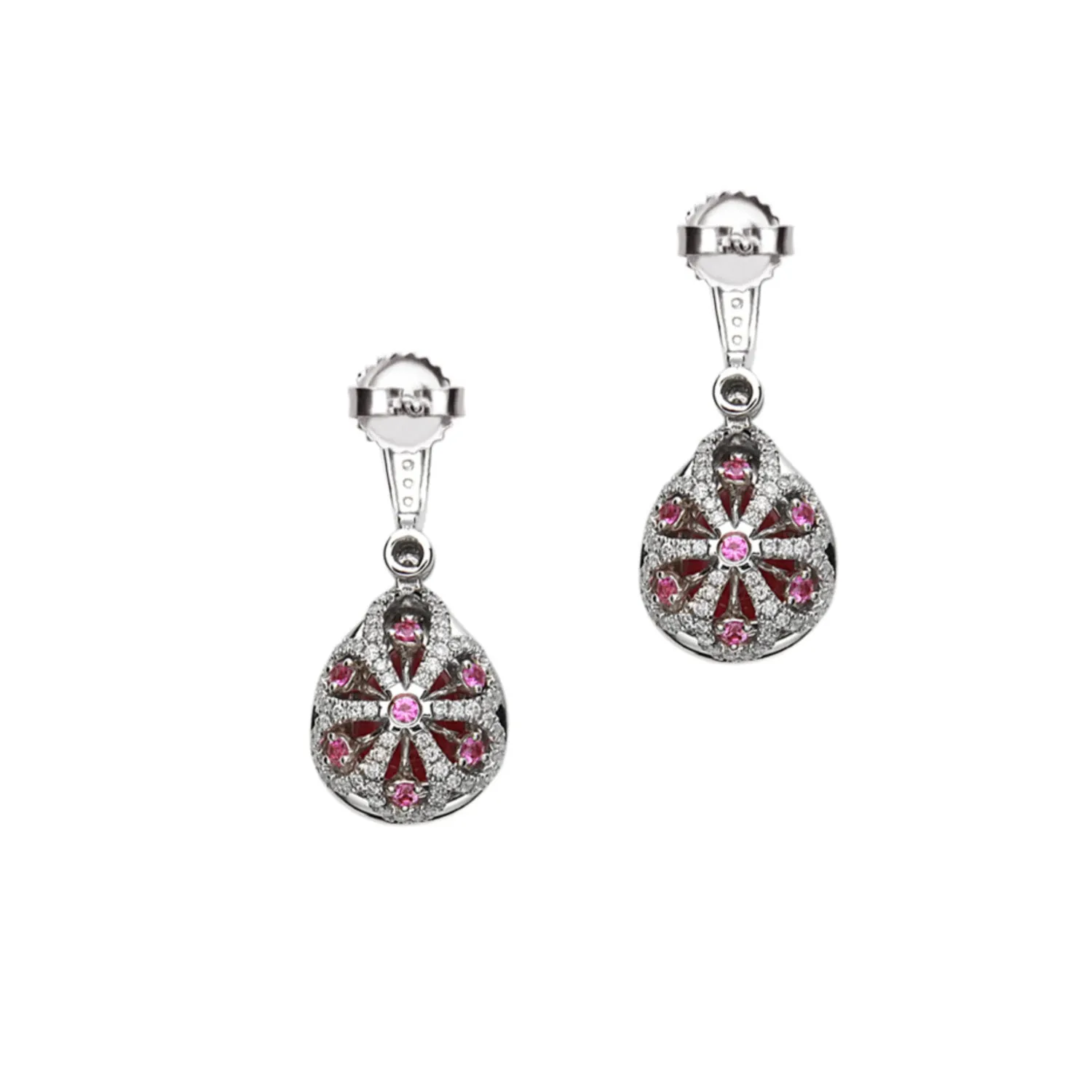 Pastel Diamond Double Halo Pear Drop Earring