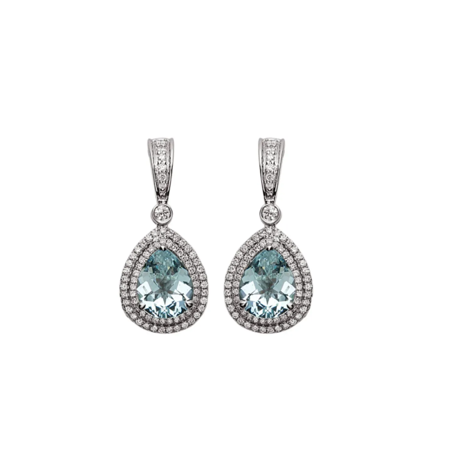 Pastel Diamond Double Halo Pear Drop Earring