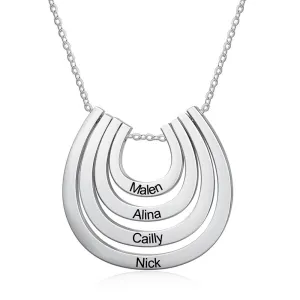 Personalized 4 Names Engraved Horseshoe Pendant