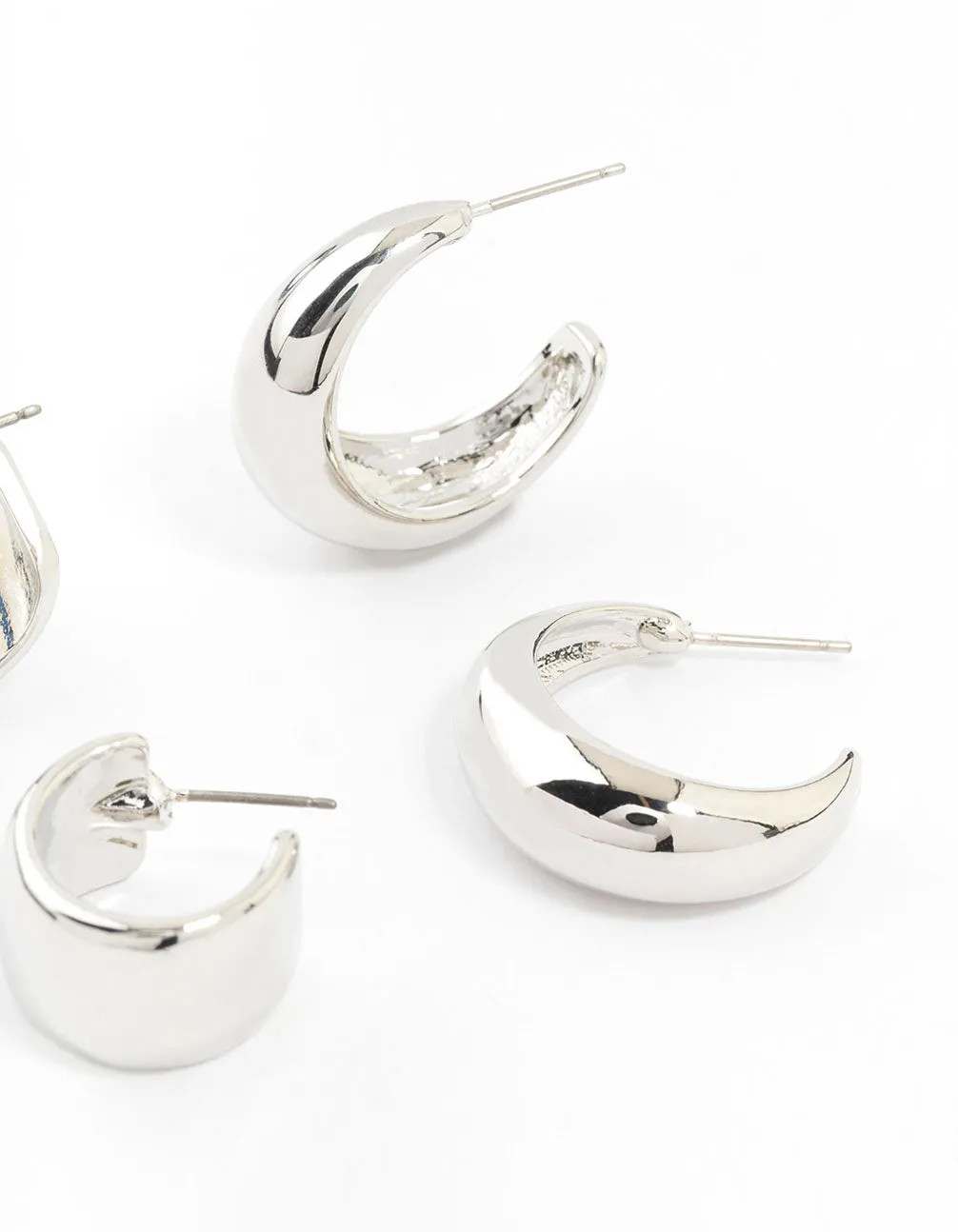 Rhodium Mixed Shape Hoop Earrings 2-Pack