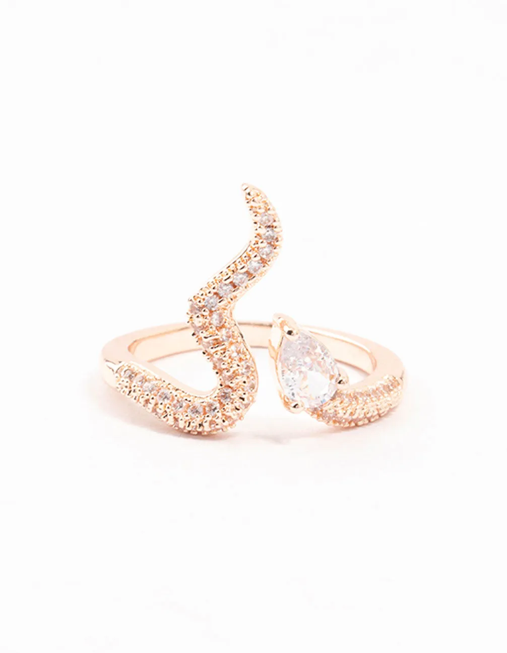 Rose Gold Pave Crystal Snake Ring