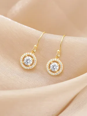 Rubans 925 Sterling Silver Gold-Plated Zircon Classic Studs Drop Earrings