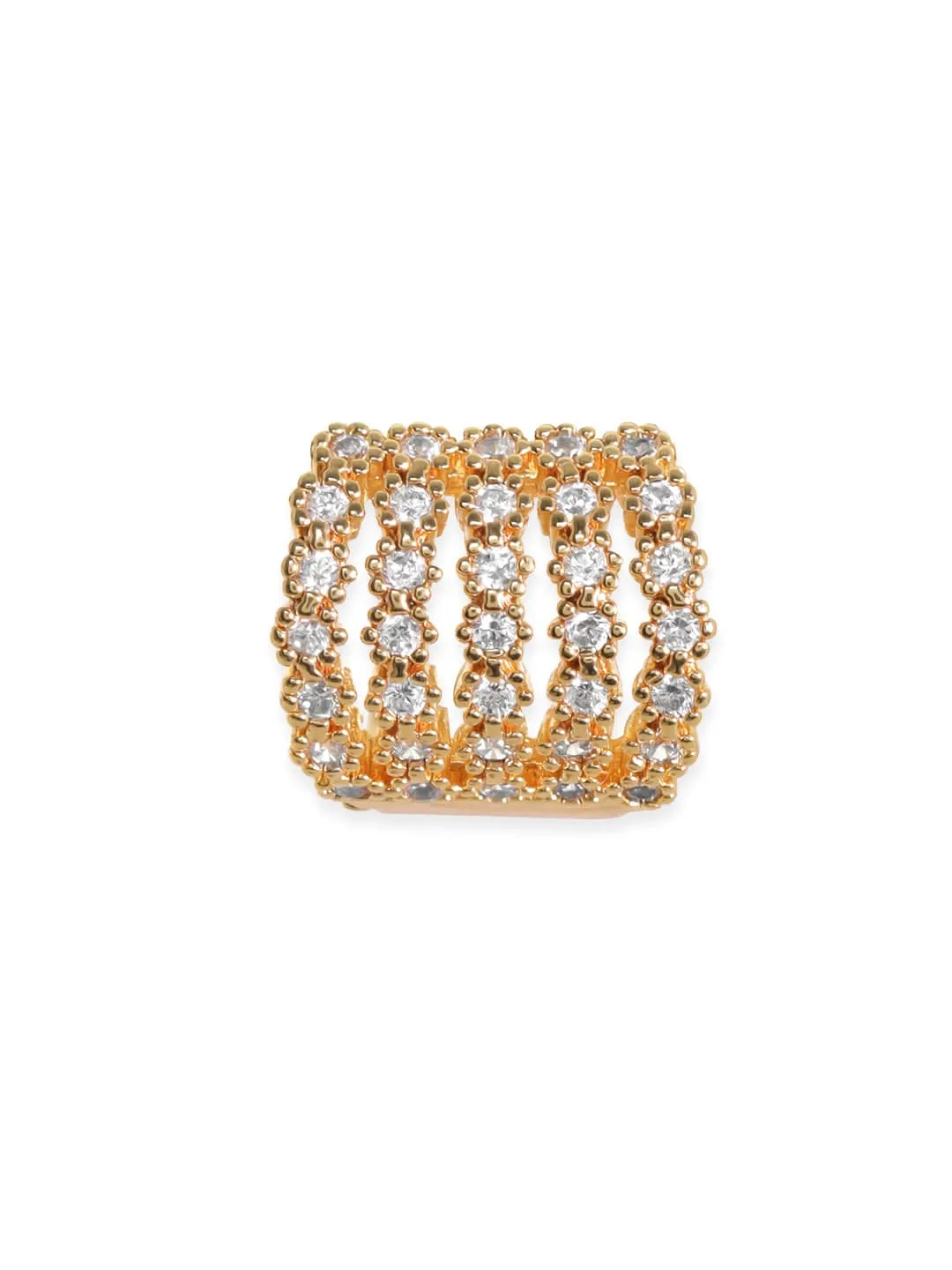 Rubans Voguish Gold Plated Layered Zirconia Studded Hoop Earrings