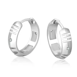 S925 Silver Roman Numerals Hoop Earrings for Men in Whitie Gold - 15mm