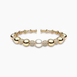 Starlight 18K Gold South Sea Pearl and Diamond Bangle