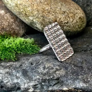 Sterling silver, corrugated ring. UK size I