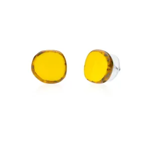 Yellow Circle Glass Beaded Small Stud Earrings