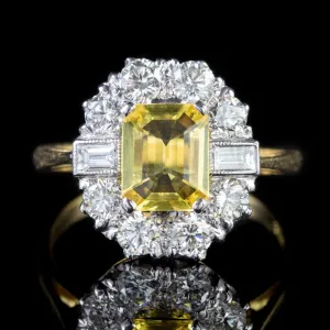 Yellow Sapphire Diamond Ring 18Ct Gold 2.25Ct Sapphire